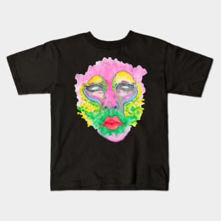 Pink colorful face with black sclera eyes Kids T-Shirt